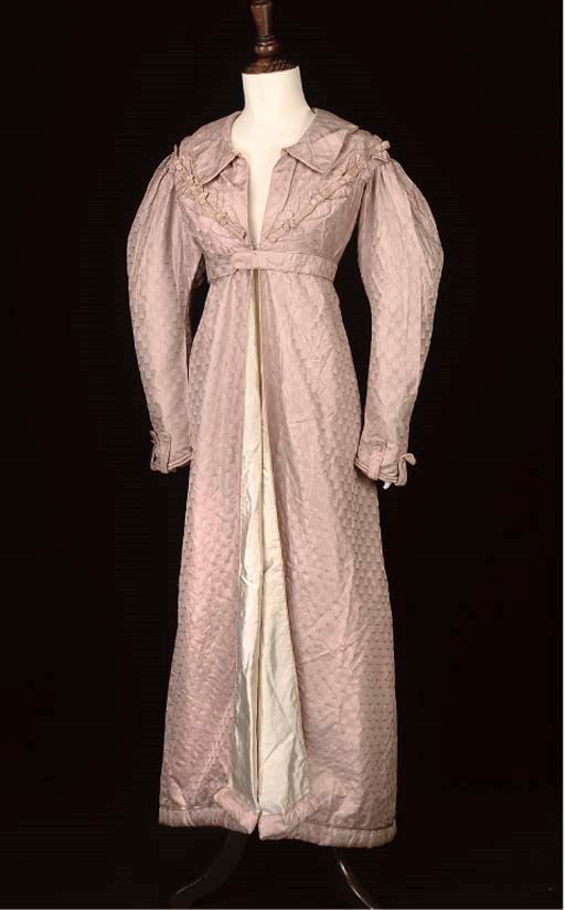 A PINK FIGURED SILK PELISSE, CIRCA 1830