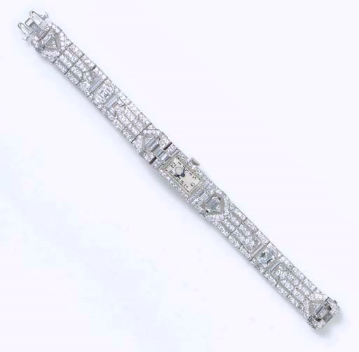 AN ART DECO DIAMOND WRISTWATCH, BY J.E. CALDWELL & CO.