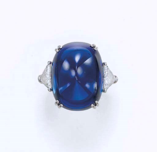 A SAPPHIRE AND DIAMOND RING, BY GRAFF