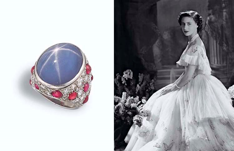 A STAR SAPPHIRE, RUBY AND DIAMOND RING