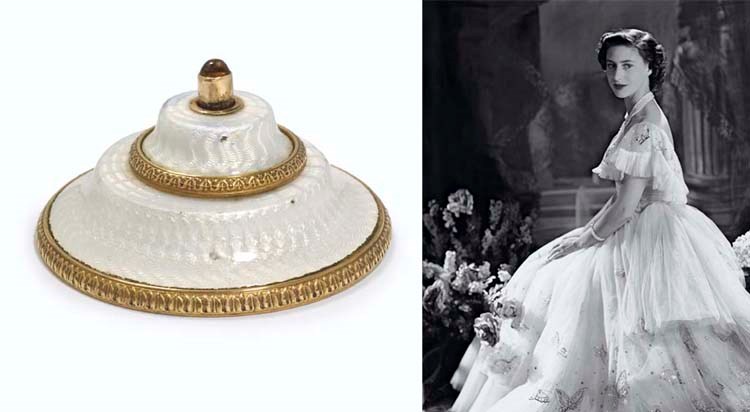 A RUSSIAN SILVER-GILT GUILLOCHÉ ENAMELLED BELL-PUSH