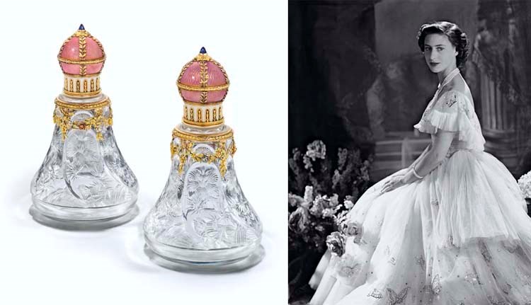 A PARI OF RUSSIAN JEWELLED GUILLOCHÉ ENAMELLED VARI-COLOUR GOLD-MOUNTED CUT GLASS SCENT-BOTTLES