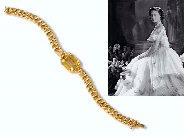 AN ANTIQUE CITRINE AND DIAMOND BRACELET