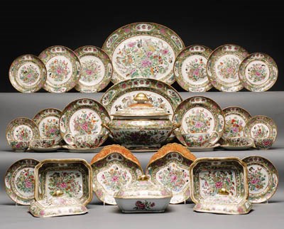 A 'CANTON FAMILLE ROSE' INITIALLED DINNER SERVICE