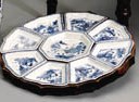 A NINE-PIECE BLUE AND WHITE SWEETMEAT SET
