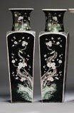 A PAIR OF FAMILLE NOIRE SQUARE VASES