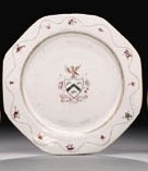 AN AMERICAN MARKET OCTAGONAL ARMORIAL PLATE