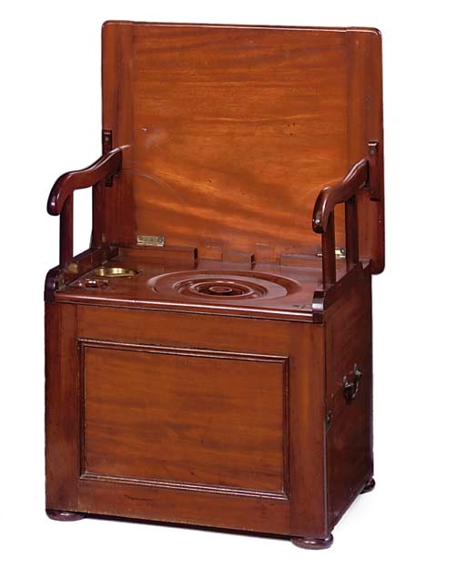 A VICTORIAN MAHOGANY PATENT TRAVELLING COMMODE