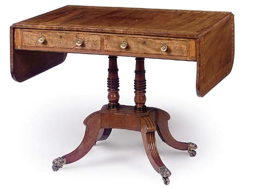A REGENCY MAHOGANY AND CROSSBANDED SOFA TABLE