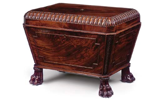 A REGENCY SCOTTISH MAHOGANY SARCOPHAGUS SHAPED CELLARETTE
