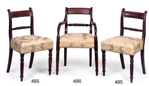 A PAIR OF REGENCY MAHOGANY DINING CHAIRS