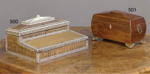 A VIZAGAPATAM IVORY AND PORCUPINE QUILL WRITING SLOPE