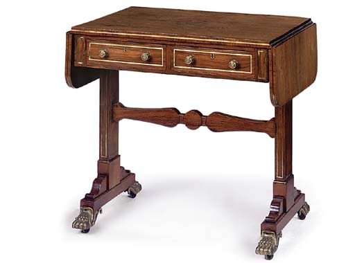 A BRASS MOUNTED ROSEWOOD SOFA TABLE