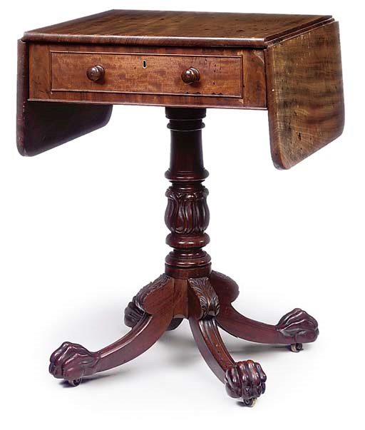 A WILLIAM IV MAHOGANY PEMBROKE WORK TABLE