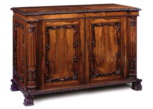 A WILLIAM IV ROSEWOOD FOLIO CABINET