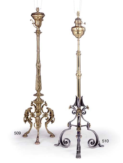 A LATE VICTORIAN BRASS STANDARD LAMP