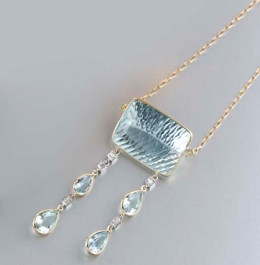 CATENA IN ORO CON ACQUAMARINE E BRILLANTI