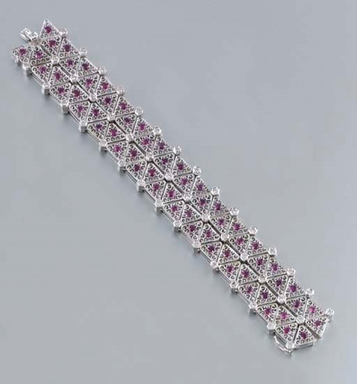 BRACCIALE IN ORO CON BRILLANTI E RUBINI