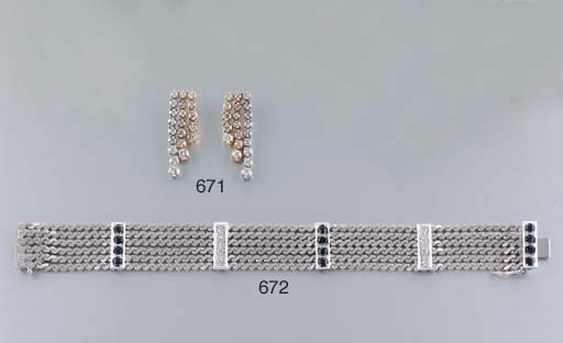 BRACCIALE A FASCIA IN ORO, ZAFFIRI E DIAMANTI