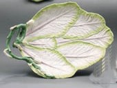 A LONGTON HALL COS LETTUCE LEAF-MOULDED DISH