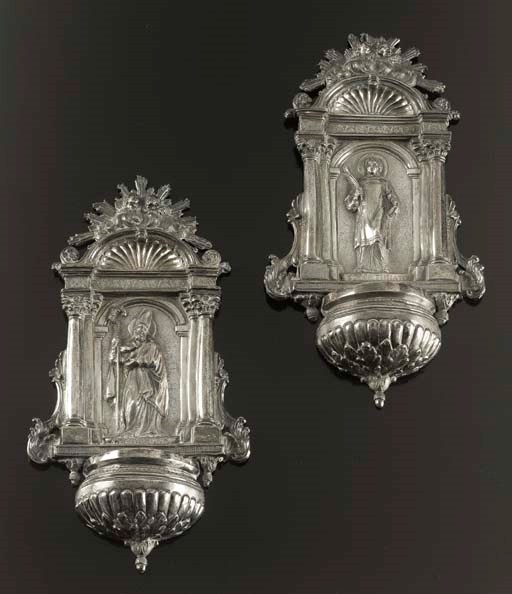 COPPIA ACQUASANTIERE IN ARGENTO