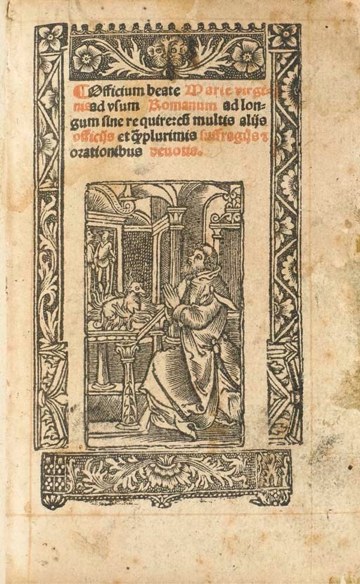 [HEURES] -- Officium beate Marie virginis ad usum Romanum. Paris: Pierre Vidoue "imprimeur demourant en la rue Perdue" pour Guillaume Godard "devant l'horloge du Palays", 1519.