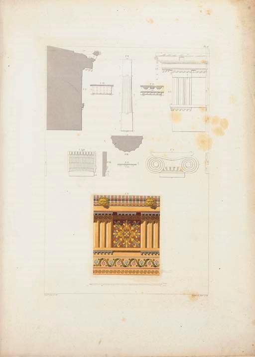 HITTORF, Jacques-Ignace (1792-1867) & Karl Ludwig Wilhelm von ZANTH (1796-1857). Architecture antique de la Sicile. Recueil de monuments de Ségeste et de Sélinonte. Suivi de recherches sur l'origine et le développement de l'architecture religieuse chez les Grecs. Atlas [seul]. Paris: Imprimerie de E. Donnaud, 1870.