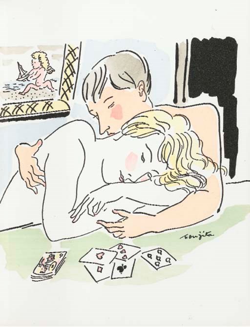 [FOUJITA] -- BRINDEJOINT-OFFENBACH, Jacques. Les divertissements d'Eros. Poèmes d'amour ornés d'aquarelles de Foujita. Paris: Henry-Parville, 16 avril 1927.