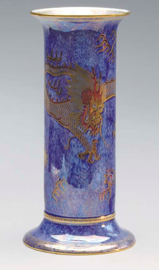 A WEDGWOOD 'CELESTIAL DRAGON' BLUE LUSTRE VASE,