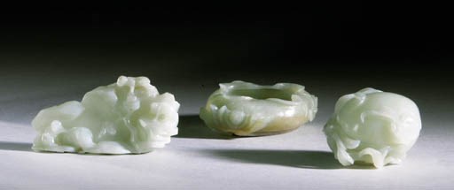 THREE CHINESE WHITE JADE CARVINGS,