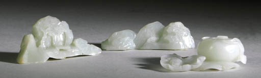 THREE CHINESE SMALL WHITE JADE CARVINGS,