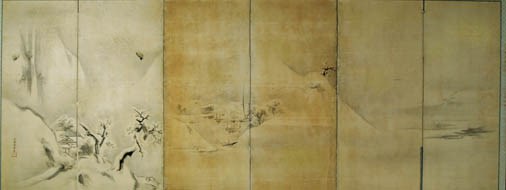 A JAPANESE SIX-PANEL SCREEN,