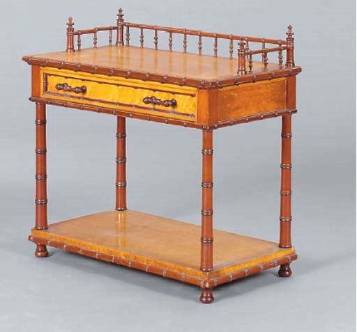 AN AMERICAN FAUX BAMBOO BIRD'S EYE MAPLE DRESSING TABLE,