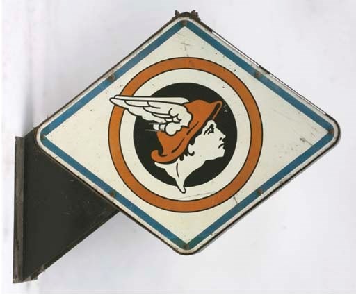National Benzole - A large forecourt display totem top; double-sided with enamel signs to each face in steel-framed mount; c.1950s.