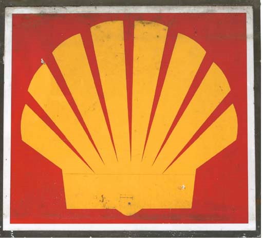 Shell - A pair of large post-war forecourt advertising signs; distinctive logo motif on white ground; c.1970s. 66x66ins (168x168cm). 	 (2)
