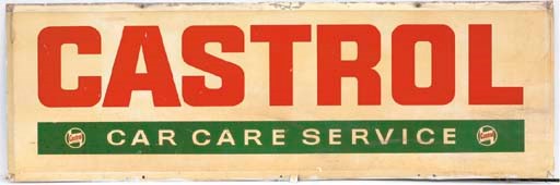 Castrol “Car Service” - A large early post-war forecourt display sign; rectangular format, printed aluminium; c.1960s. 24x72ins (61x183cm).