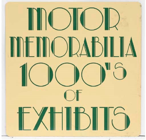 Motor Museum - A group of large advertising display signs; c.1970s. 	 (6)