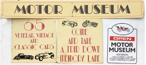 Motor Museum - A group of modern advertising signs for museum complex and local advertising.