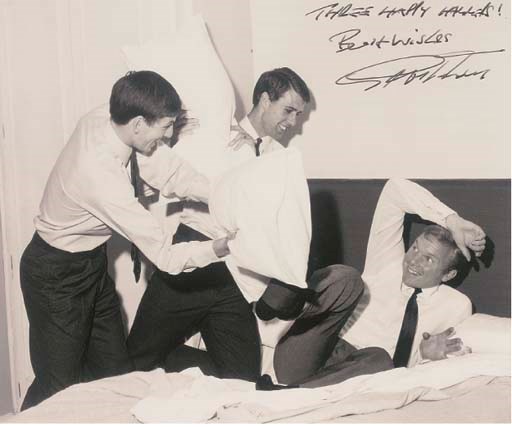 A SEPIA-TONED PHOTOGRAPH OF GEOFF HURST, MARTIN PETERS AND BOBBY MOORE