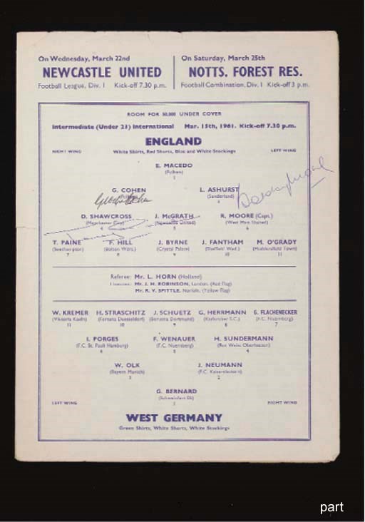 ENGLAND V. WEST GERMANY, UNDER 23 INTERNATIONAL MATCH PROGRAMME, 15/3/61