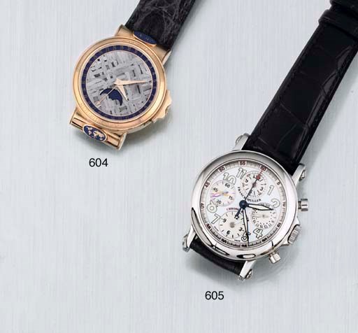 Corum. A 18ct Gold Automatic Calendar and Moonphase watch with Meteorite dial