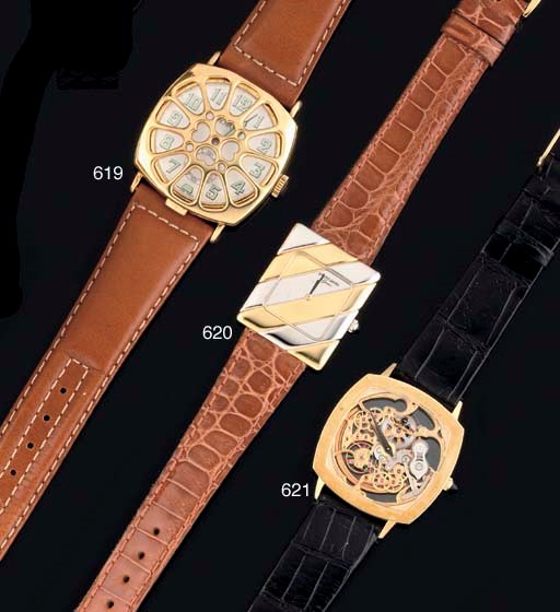 Movado. An 18ct Gold Limited Edition Cushion Cased Wristwatch with hinged Protective guard