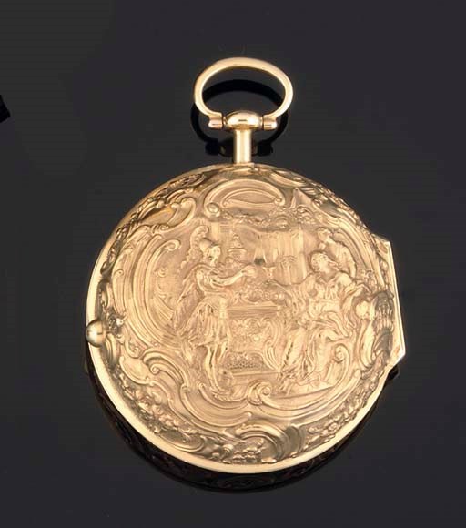 Jacob Mayr. A Gold Repousse Pair Cased Verge Watch