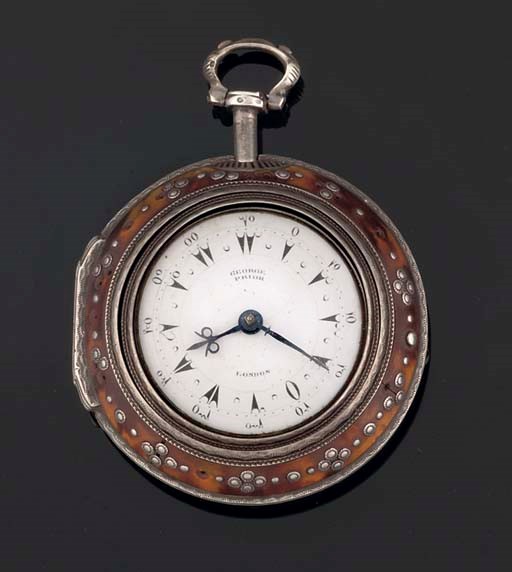 George Prior. A Silver and Tortoiseshell Triple Cased Verge Watch