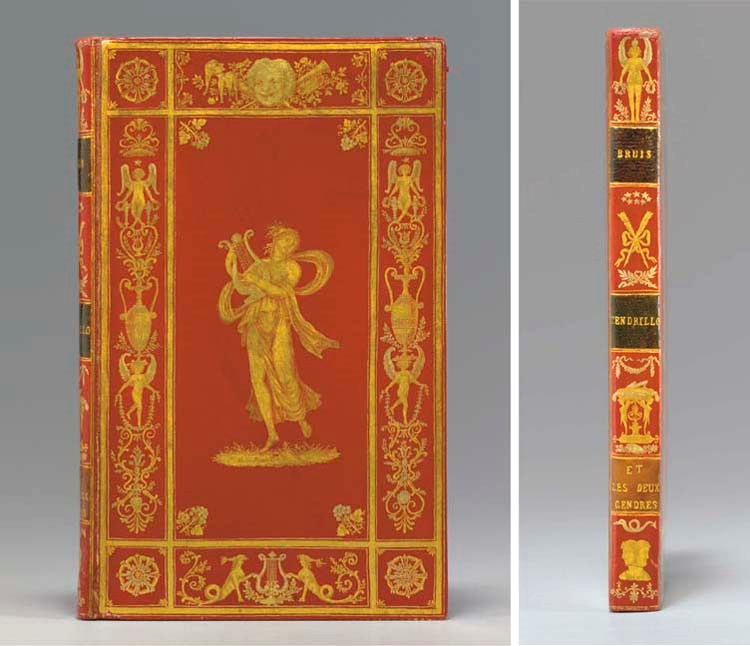 "VERNIS MARTIN" BINDING -- Charles-Guillaume ETIENNE (1778-1845). Bruis et Palaprat, comédie en un acte et en vers. Paris: Le Normant for Madame Masson, 1807. 8o. FIRST EDITION. -- [Bound with:] ETIENNE. Cendrillon, opéra-féerie en trois actes et en prose  musique de M. Nicolo Isouard. Paris: Charles Pougens for Vente, 1810. 8o. Revised third edition. Engraved frontispiece of Alexandrine St. Aubin in the title role. -- [And:] ETIENNE. Les deux gendres, comédie en cinq actes et en vers. Paris: Le Normant and Barba, 1811. 8o. Third edition.
