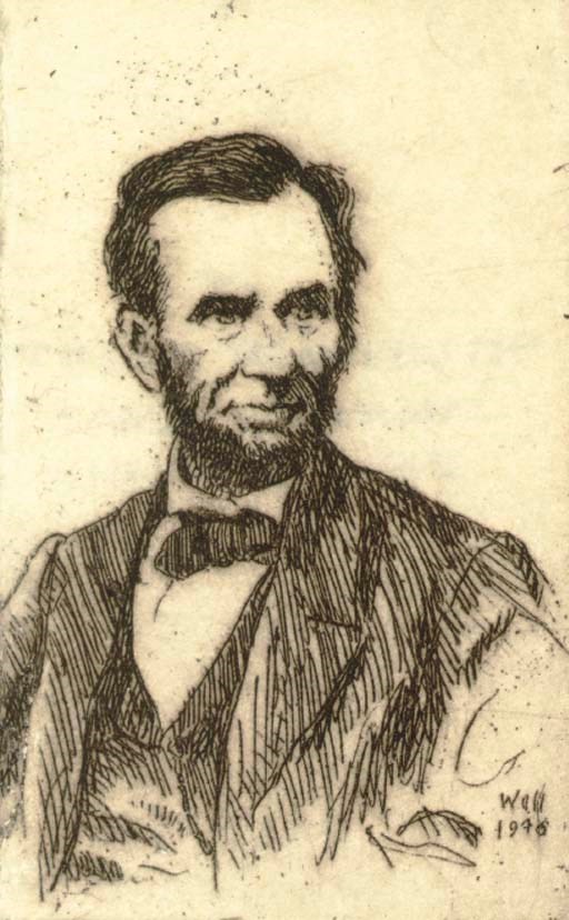 [MINIATURE BOOK.] WALL, Bernhardt, etcher. Lincoln's Gettysburg Speech. Sierra Madre, Calif., 1946.