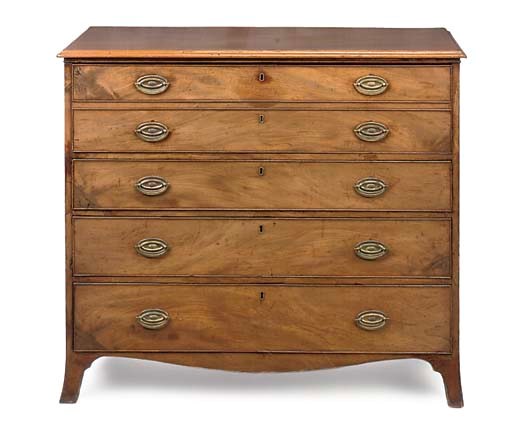 A MAHOGANY SECRETAIRE CHEST