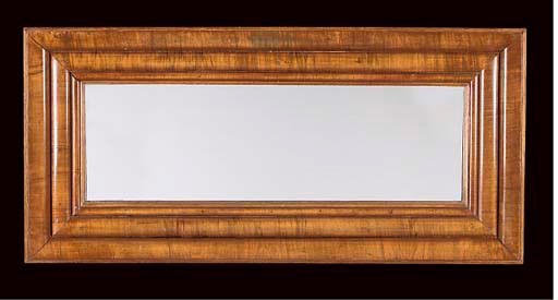 A WALNUT CUSHION-MOULDED LANDSCAPE MIRROR