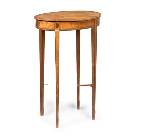 A GEORGE III SATINWOOD AND INLAID WORK TABLE
