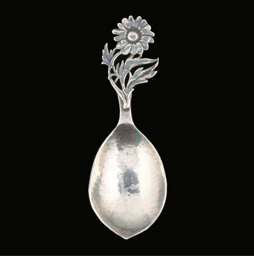 A SYBIL DUNLOP SILVER CADDY SPOON